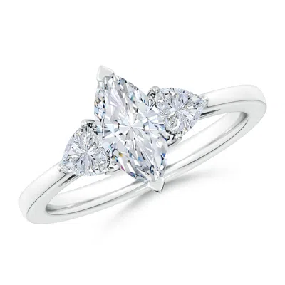 ANGARA IGI CERTIFIED LAB-GROWN MARQUISE AND TRILLION DIAMOND THREE STONE REVERSE TAPERED SHANK ENGAGEMENT R
