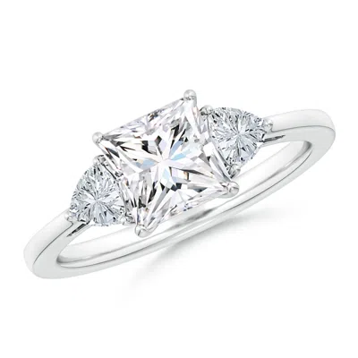ANGARA IGI CERTIFIED LAB-GROWN PRINCESS-CUT AND TRILLION DIAMOND THREE STONE REVERSE TAPERED SHANK ENGAGEME