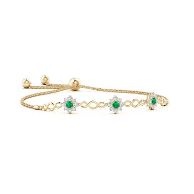 ANGARA INFINITY EMERALD STATION BOLO BRACELET WITH FLORAL HALO