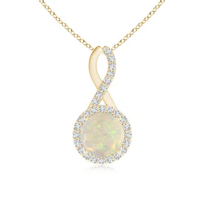 ANGARA INFINITY ROUND OPAL AND DIAMOND HALO PENDANT