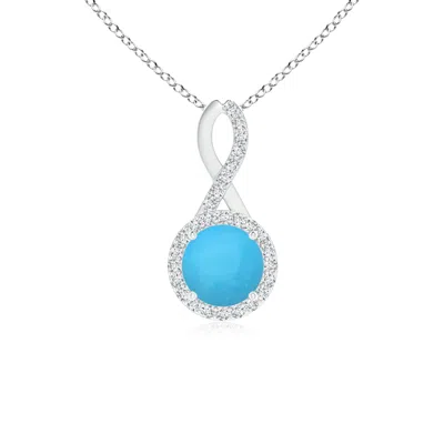 ANGARA INFINITY ROUND TURQUOISE AND DIAMOND HALO PENDANT