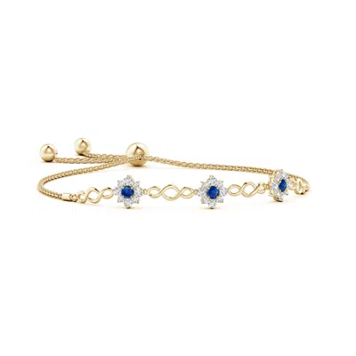 ANGARA INFINITY SAPPHIRE STATION BOLO BRACELET WITH FLORAL HALO
