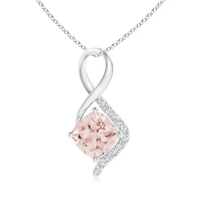 ANGARA INFINITY TWIST MORGANITE PENDANT WITH DIAMOND ACCENTS