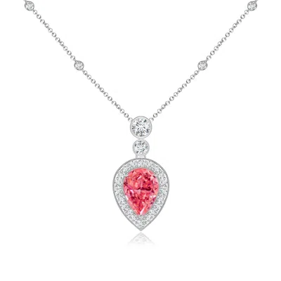 ANGARA INVERTED PEAR FANCY INTENSE PINK DIAMOND NECKLACE