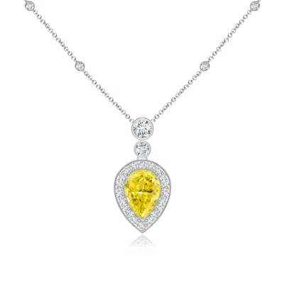 ANGARA INVERTED PEAR FANCY INTENSE YELLOW DIAMOND NECKLACE