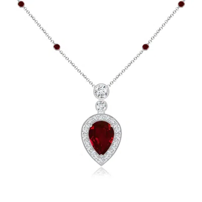 ANGARA INVERTED PEAR RUBY NECKLACE WITH DIAMONDS