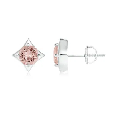 ANGARA KITE FRAMED PRONG SET ROUND MORGANITE STUD EARRINGS