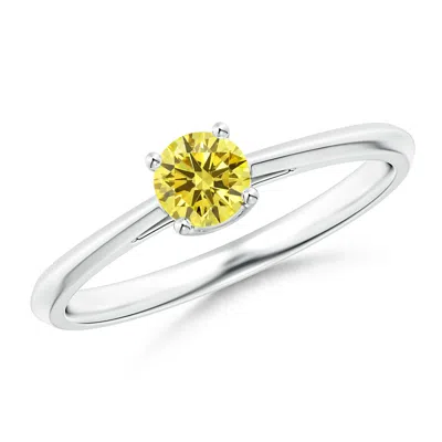 ANGARA KNIFE-EDGED CLASSIC ROUND FANCY INTENSE YELLOW DIAMOND SOLITAIRE RING