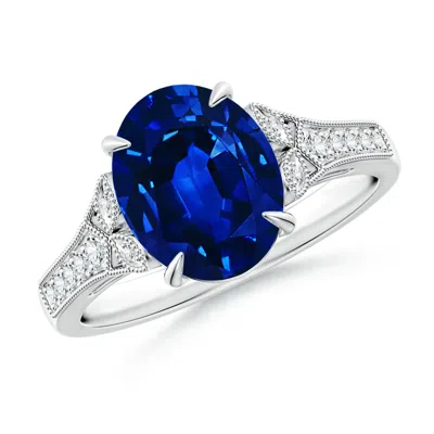 ANGARA LAB-GROWN AEON VINTAGE INSPIRED OVAL SAPPHIRE SOLITAIRE ENGAGEMENT RING WITH MILGRAIN