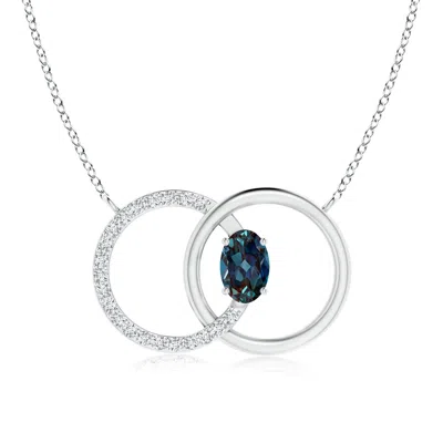 ANGARA LAB-GROWN ALEXANDRITE INTERLOCKING CIRCLE NECKLACE WITH DIAMONDS