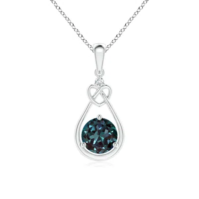 ANGARA LAB-GROWN ALEXANDRITE KNOTTED HEART PENDANT WITH DIAMOND