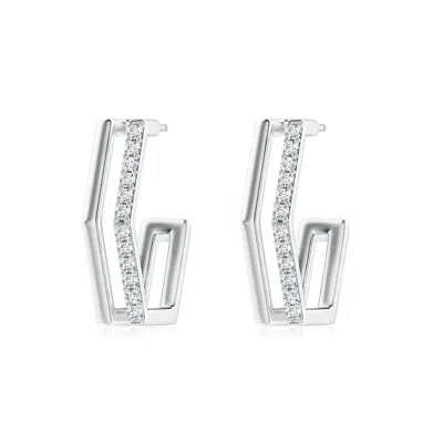 ANGARA LAB-GROWN ALTERNATING DIAMOND HEXAGONAL DOUBLE HOOP EARRINGS