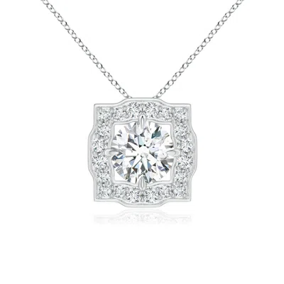 ANGARA LAB-GROWN ART DECO INSPIRED ROUND DIAMOND HALO SOLITAIRE PENDANT
