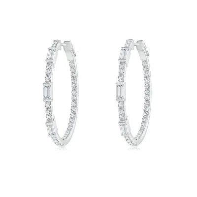 ANGARA LAB-GROWN BAR-SET BAGUETTE AND ROUND DIAMOND INSIDE OUT HOOP EARRINGS