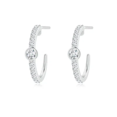 ANGARA LAB-GROWN BEZEL-SET DIAMOND HOOP EARRINGS WITH ACCENTS