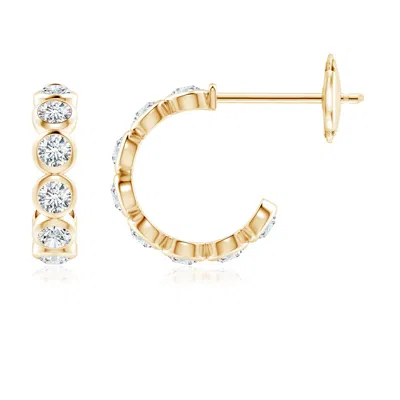 ANGARA LAB-GROWN BEZEL-SET DIAMOND HUGGIE HOOP EARRINGS