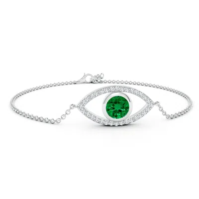 ANGARA LAB-GROWN BEZEL-SET EMERALD AND LAB DIAMOND EVIL EYE BRACELET
