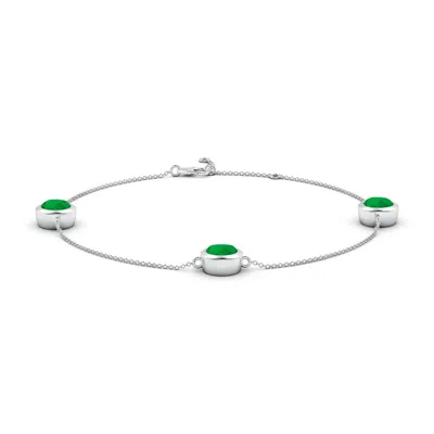 ANGARA LAB-GROWN BEZEL-SET EMERALD STATION ADJUSTABLE ANKLE BRACELET