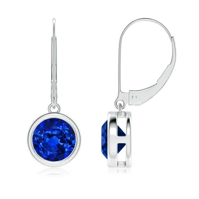 ANGARA LAB-GROWN BEZEL-SET ROUND BLUE SAPPHIRE LEVERBACK DROP EARRINGS
