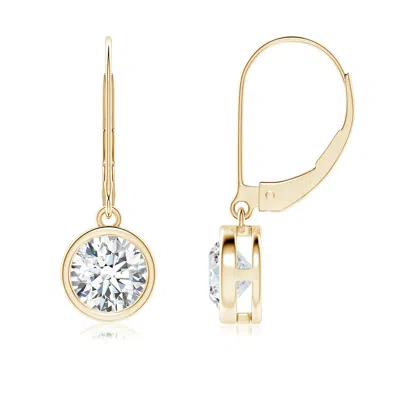 ANGARA LAB-GROWN BEZEL-SET ROUND DIAMOND LEVERBACK DROP EARRINGS