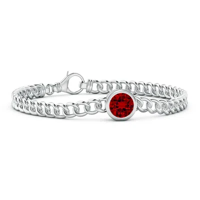 ANGARA LAB-GROWN BEZEL-SET ROUND RUBY CHAIN BRACELET