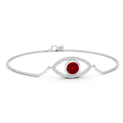 ANGARA LAB-GROWN BEZEL-SET RUBY AND LAB DIAMOND EVIL EYE BRACELET