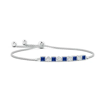 ANGARA LAB-GROWN BEZEL-SET SQUARE SAPPHIRE AND ROUND DIAMOND BOLO BRACELET
