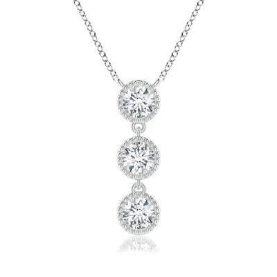 ANGARA LAB-GROWN BEZEL-SET THREE STONE DIAMOND NECKLACE