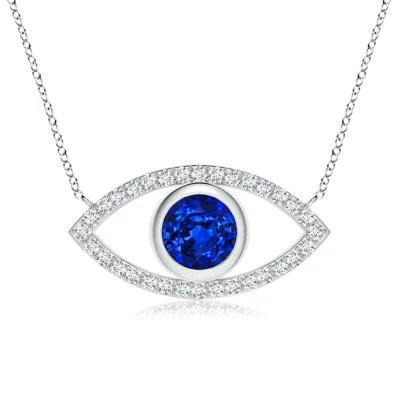 ANGARA LAB-GROWN BLUE SAPPHIRE EVIL EYE PENDANT WITH LAB DIAMOND ACCENTS