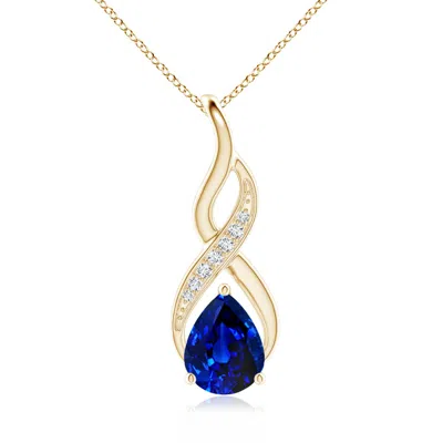 ANGARA LAB-GROWN BLUE SAPPHIRE INFINITY SWIRL PENDANT WITH LAB DIAMONDS