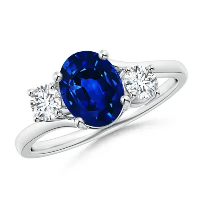 ANGARA LAB-GROWN BYPASS BLUE SAPPHIRE AND DIAMOND THREE STONE RING