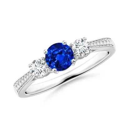 ANGARA LAB-GROWN CATHEDRAL THREE STONE SAPPHIRE & DIAMOND ENGAGEMENT RING