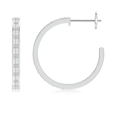 ANGARA LAB-GROWN CHANNEL-SET BAGUETTE DIAMOND INSIDE-OUT MEDIUM HOOP EARRINGS