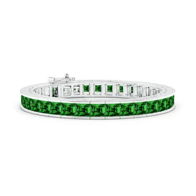 ANGARA LAB-GROWN CHANNEL-SET PRINCESS-CUT EMERALD TENNIS BRACELET