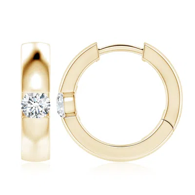ANGARA LAB-GROWN CHANNEL-SET ROUND DIAMOND HINGED HOOP EARRINGS