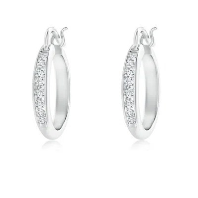 ANGARA LAB-GROWN CHANNEL-SET ROUND DIAMOND TAPERED HOOP EARRINGS