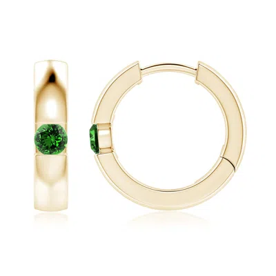ANGARA LAB-GROWN CHANNEL-SET ROUND EMERALD HINGED HOOP EARRINGS