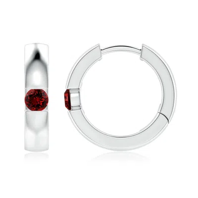 ANGARA LAB-GROWN CHANNEL-SET ROUND RUBY HINGED HOOP EARRINGS