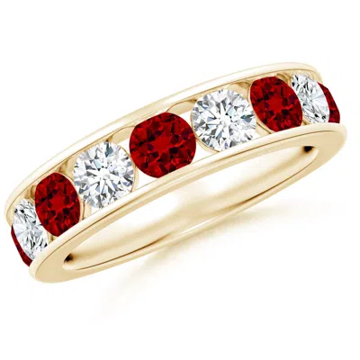 ANGARA LAB-GROWN CHANNEL SET RUBY AND DIAMOND SEMI ETERNITY RING