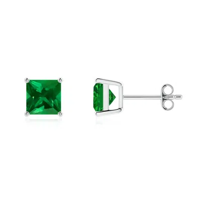 ANGARA LAB-GROWN CLASSIC BASKET-SET SQUARE EMERALD STUD EARRINGS