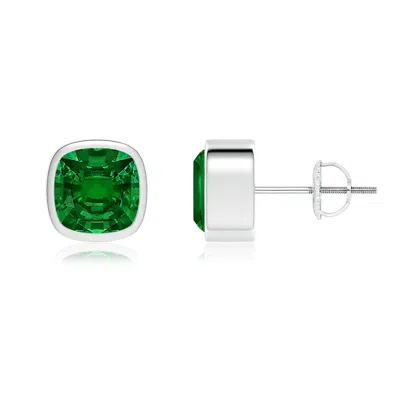 ANGARA LAB-GROWN CLASSIC CUSHION EMERALD SOLITAIRE STUD EARRINGS