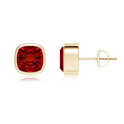 ANGARA LAB-GROWN CLASSIC CUSHION RUBY SOLITAIRE STUD EARRINGS