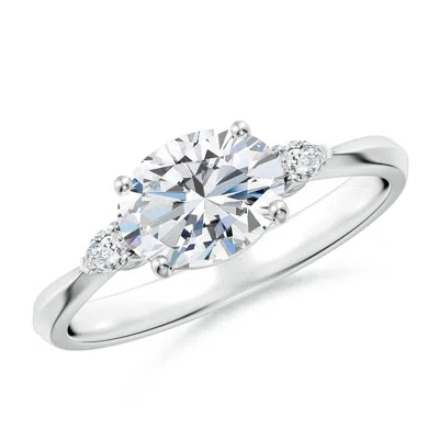 ANGARA LAB-GROWN CLASSIC EAST-WEST OVAL DIAMOND SIDE STONE ENGAGEMENT RING