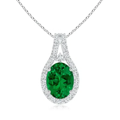ANGARA LAB-GROWN CLASSIC EMERALD AND DIAMOND HALO PENDANT