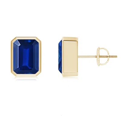 ANGARA LAB-GROWN CLASSIC EMERALD-CUT BLUE SAPPHIRE SOLITAIRE STUD EARRINGS