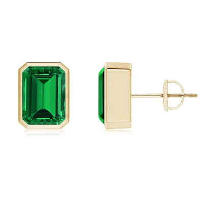 ANGARA LAB-GROWN CLASSIC EMERALD-CUT EMERALD SOLITAIRE STUD EARRINGS