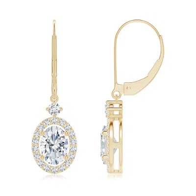 ANGARA LAB-GROWN CLASSIC OVAL DIAMOND HALO LEVERBACK DROP EARRINGS