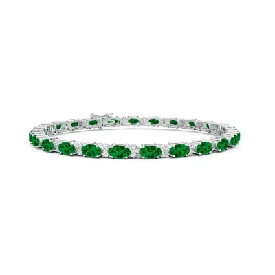 ANGARA LAB-GROWN CLASSIC OVAL EMERALD AND LAB DIAMOND TENNIS BRACELET