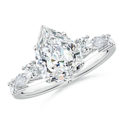 ANGARA LAB-GROWN CLASSIC PEAR DIAMOND SIDE STONE ENGAGEMENT RING