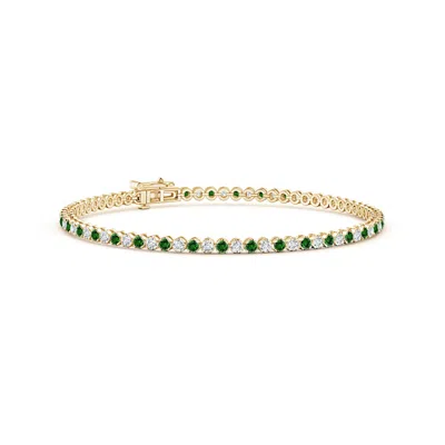 ANGARA LAB-GROWN CLASSIC ROUND EMERALD AND LAB DIAMOND TENNIS BRACELET